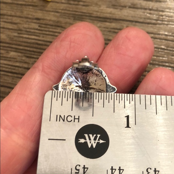 Vintage Round Clip Earrings with Rhinestone Center - Picture 11 of 12